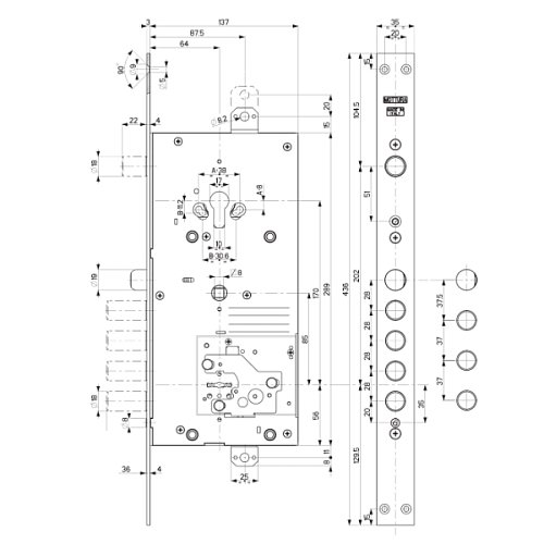Механізм замка MOTTURA 54.J939H8B05AC4O (BS67*85мм) ключ 40мм L лівий - Фото №5