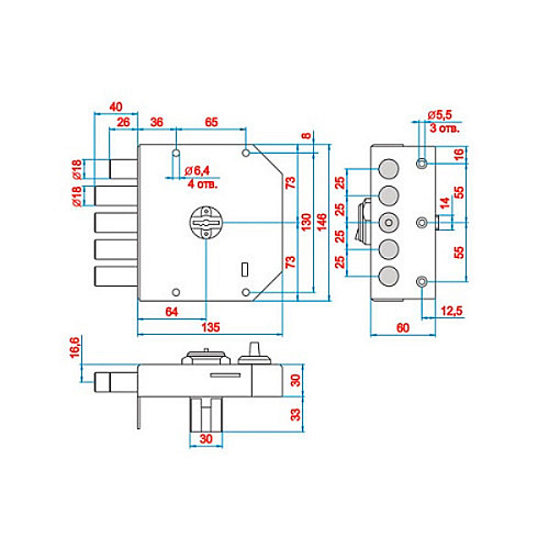 Замок накладной SHERLOCK 06.61-K65 (BS64мм) 5 ключей - Фото №6