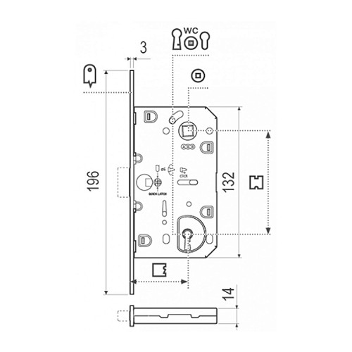 Механизм замка AGB B061015034 Mediana Polaris Patent (BS50*90мм) с ключом матовый хром - Фото №2