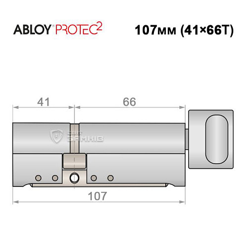 Циліндр ABLOY Protec2 107T (41*66T) хром полірований - Фото №5