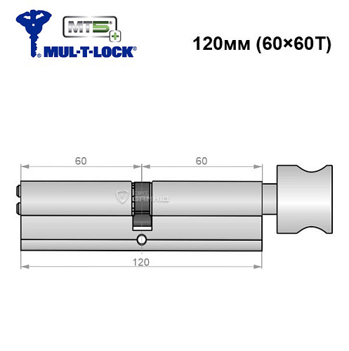 Циліндр MUL-T-LOCK MTL800/MT5+ MOD 120T (60*60T) (модульний) нікель сатин - Фото №6