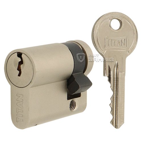 Циліндр половинка TITAN K1 A 60 (50*10) нікель сатин 5 ключів - Фото №1