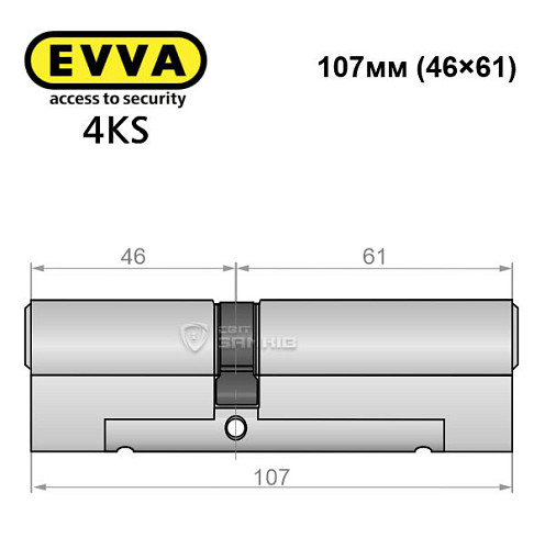Цилиндр EVVA 4KS 107 (46*61) никель сатин 3 ключа - Фото №4