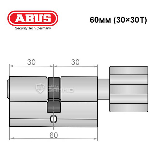 Цилиндр ABUS S60P 60T (30*30T) никель - Фото №7