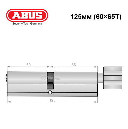 Цилиндр ABUS X12R 125T (60*65T) никель сатин - Фото №6