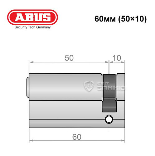 Цилиндр половинка ABUS S60P 60 (50*10) никель - Фото №5