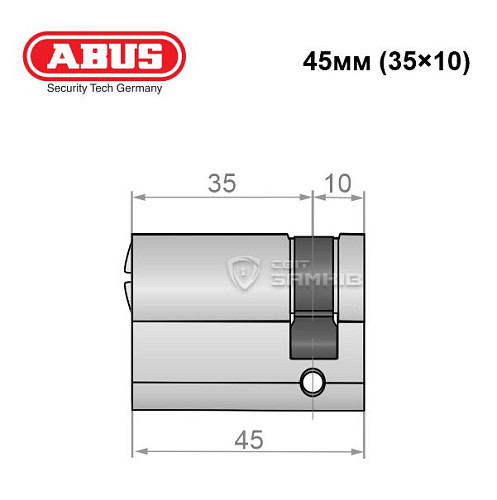 Цилиндр половинка ABUS X12R 45 (35*10) никель сатин 5 ключей - Фото №5