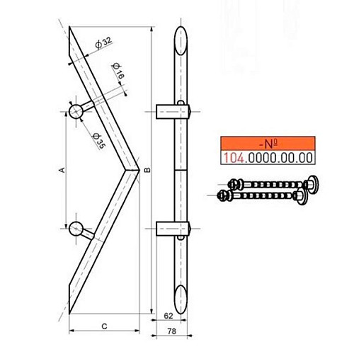 Ручки скобы MEDOS VT.300/90 угловые (комплект) нержавеющая сталь - Фото №5