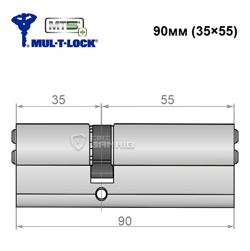 Цилиндр MUL-T-LOCK MTL800/MT5 + MOD 90 (35*55) (модульный) никель сатин - Фото №5