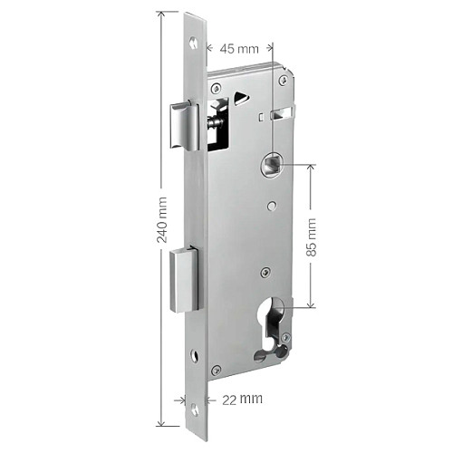 Механізм замка PES 4585 (BS45*85мм) нержавіюча сталь - Фото №3