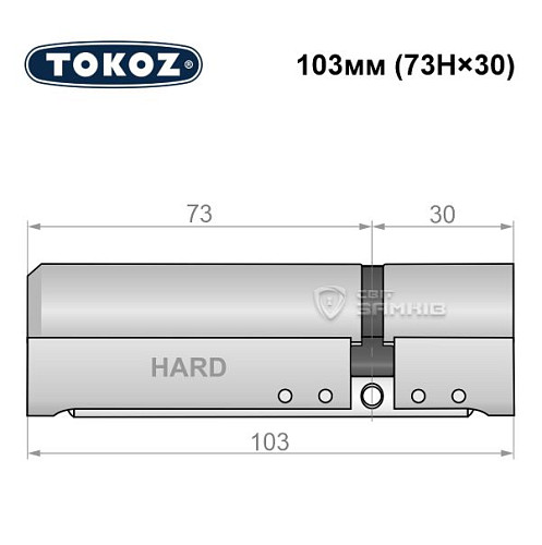 Циліндр TOKOZ Pro400 103 (73H*30) (H - гартована сторона) нікель матовий - Фото №5