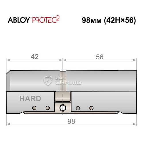 Циліндр ABLOY Protec2 98 (42H*56) (H - гартована сторона) хром полірований - Фото №4