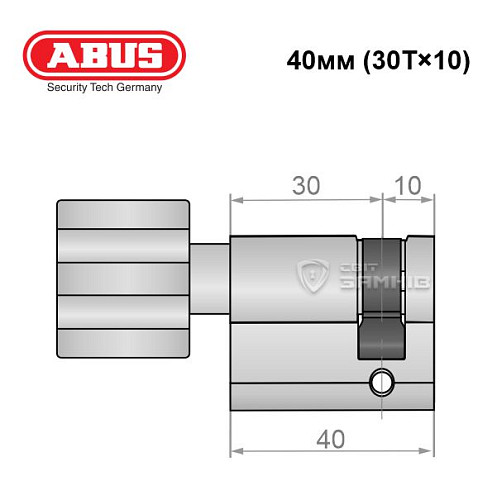 Цилиндр половинка ABUS X12R 40T (30T*10) никель сатин - Фото №2