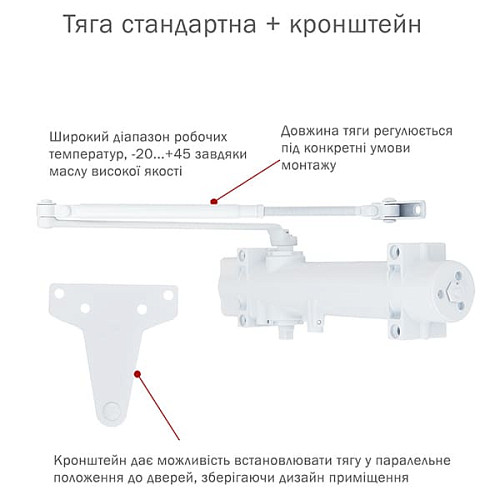 Доводчик RYOBI D-4550 BC/DA UNIV до 200кг FIRE Белый - Фото №3