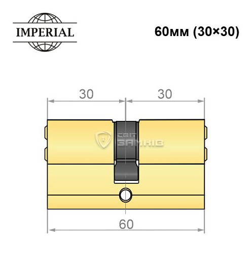 Цилиндр IMPERIAL 60 (30*30) полированная латунь - Фото №4