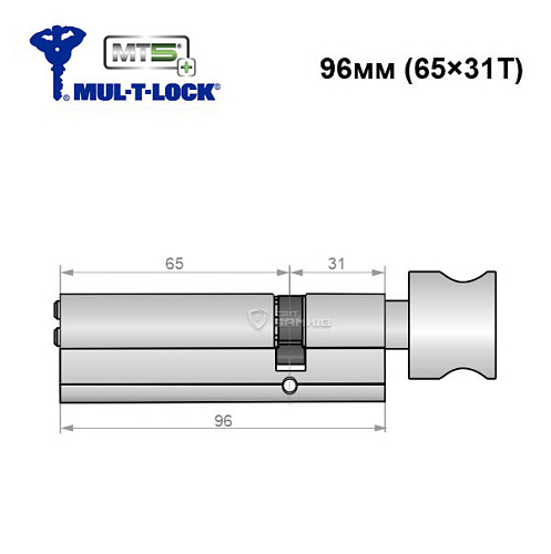 Циліндр MUL-T-LOCK MTL800/MT5+ MOD 96T (65*31T) (модульний) нікель сатин - Фото №6
