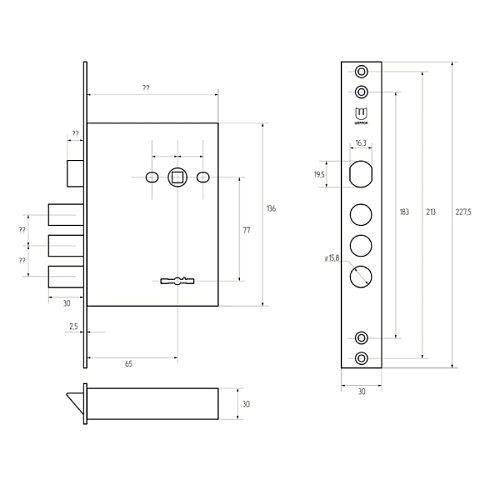 Механізм замка SHERLOCK 30.11 (BS67,5*77мм) 5 ключів - Фото №5
