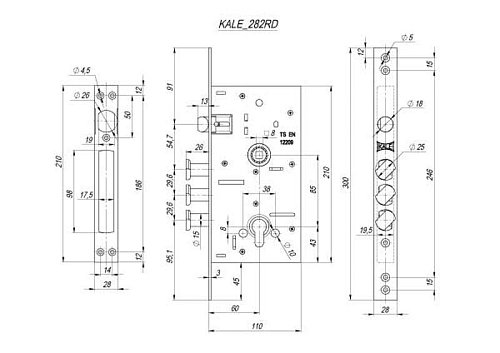 Механізм замка  KALE 282 RD (BS60*85мм) хром - Фото №5