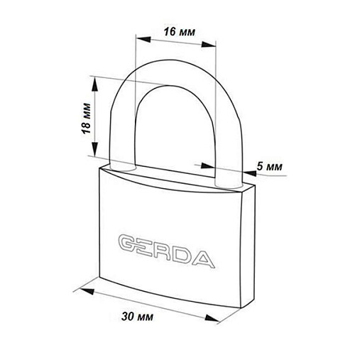 Навесной замок GERDA KMZ3010A S 30 (3 ключа) - Фото №2