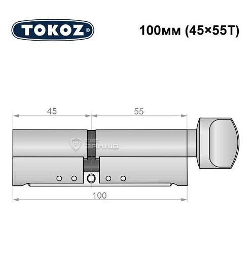 Циліндр TOKOZ Pro300 100T (45*55T) нікель матовий - Фото №6