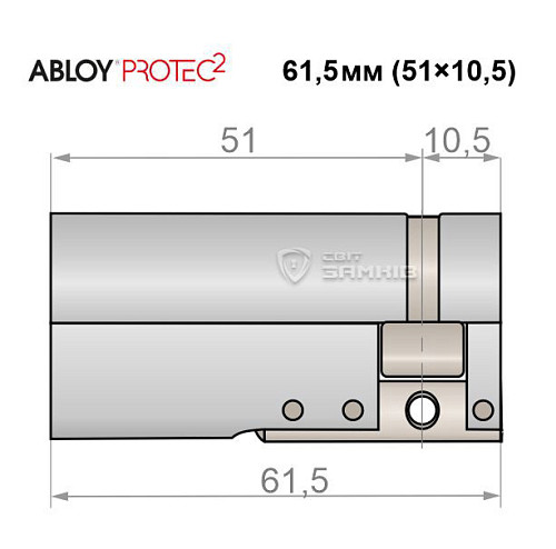Циліндр половинка ABLOY Protec2 61,5 (51*10,5) хром полірований 3 ключа - Фото №5