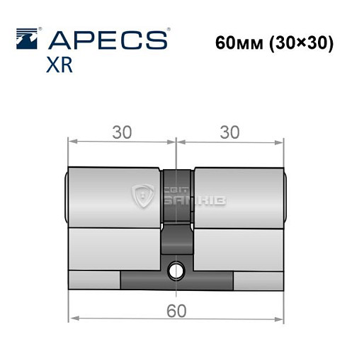 Циліндр APECS XR 60 (30*30) нікель сатин - Фото №4