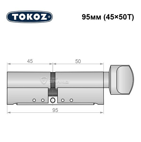 Циліндр TOKOZ Pro300 95T (45*50T) нікель матовий - Фото №6