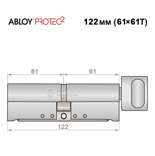 Цилиндр ABLOY Protec2 122T (61*61T) хром полированный - Фото №5