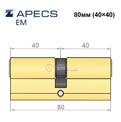 Цилиндр APECS EM 80 (40*40) латунь матовая - Фото №4