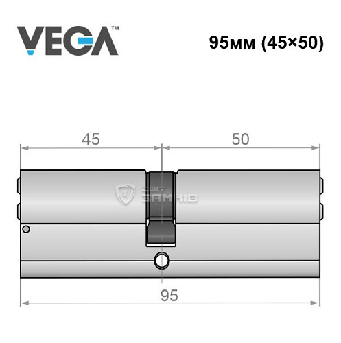 Циліндр VEGA VP-7 95 (45*50) нікель сатин - Фото №4