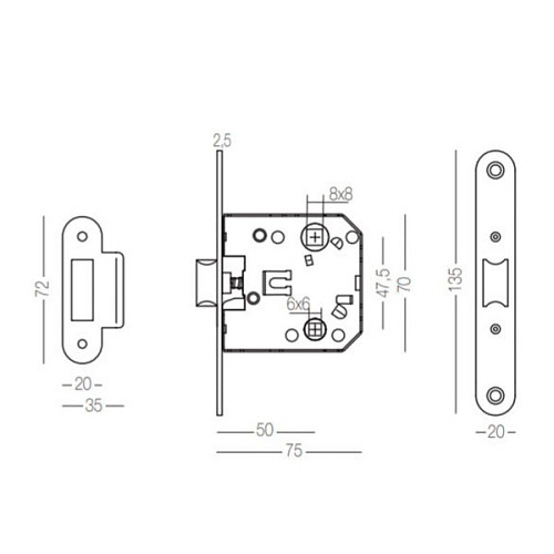 Комплект замка LINDE A-2004 WC (BS50*47,5мм) MA матовий антрацит - Фото №3