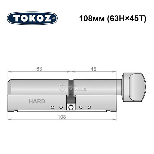Циліндр TOKOZ Pro400 108T (63H*45T) (H - гартована сторона) нікель матовий - Фото №5