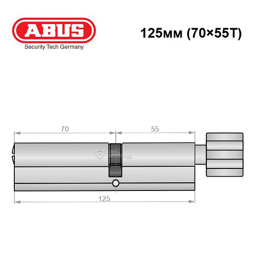 Циліндр ABUS X12R 125T (70*55T) нікель сатин - Фото №6