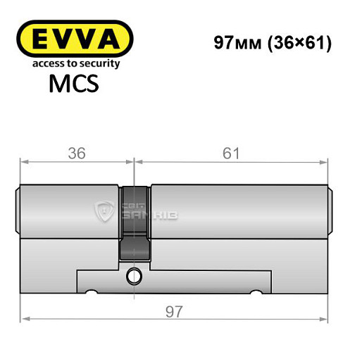 Циліндр EVVA MCS 97 (36*61) нікель сатин - Фото №7