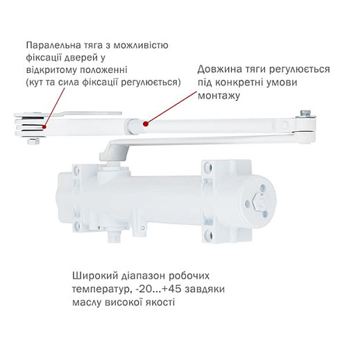 Дотягувач RYOBI DS-4550P BC/DA PRL HO з фіксацією до 200кг Білий - Фото №5