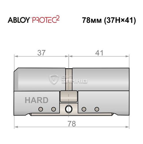 Циліндр ABLOY Protec2 78 (37H*41) (H - гартована сторона) хром полірований - Фото №4