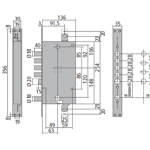 Механізм замка ISEO 618DP-1 двосистемний (BS66*85мм) - Фото №3