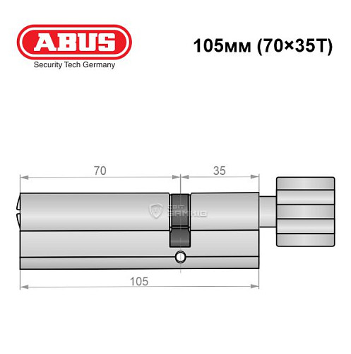 Цилиндр ABUS X12R 105T (70*35T) никель сатин - Фото №6