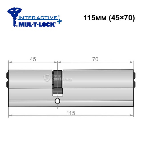 Цилиндр MUL-T-LOCK Interactive + 115 (45*70) никель сатин - Фото №5