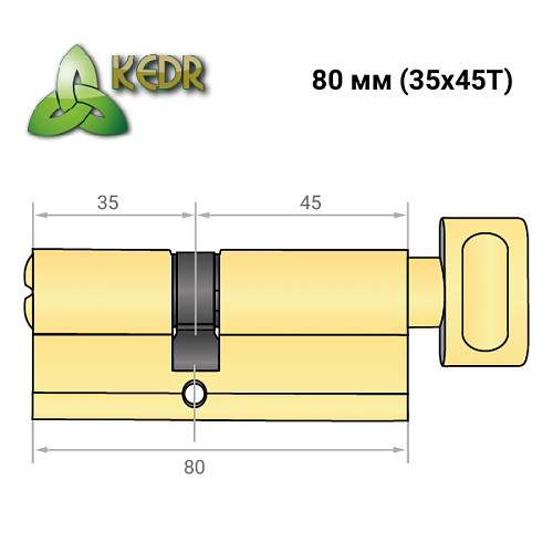 Циліндр KEDR Brass 80T (35*45T) ZCG полірована латунь - Фото №8