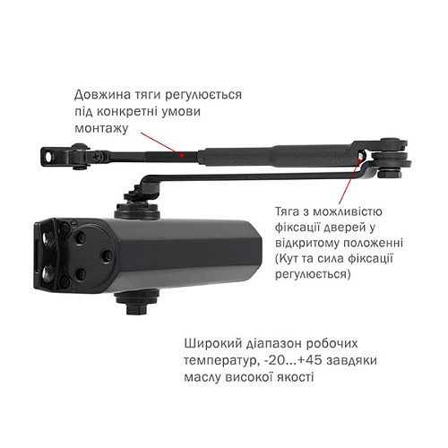 Дотягувач RYOBI DS-2005V BC STD HO з фіксацією до 100кг Сірий Антрацит - Фото №5