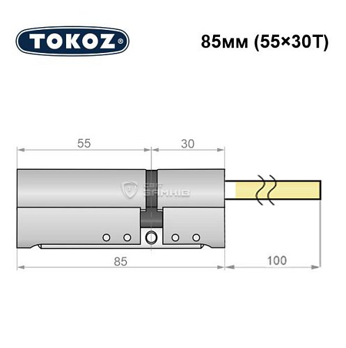 Цилиндр TOKOZ Pro300 85T (55*30T) со штоком никель матовый - Фото №8