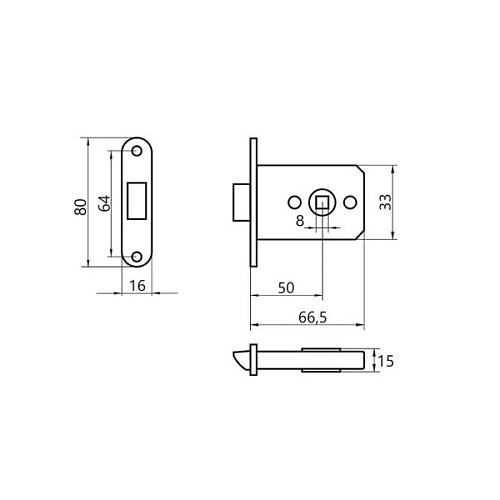 Механізм замка JANIA (BS50мм) малий цинкований - Фото №2