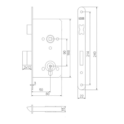 Механизм замка LOB Z-95B (BS50*90мм) цинк - Фото №2