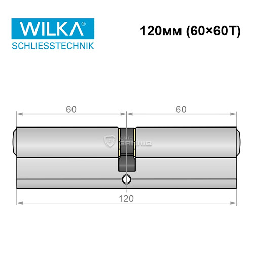Циліндр WILKA 1400 A 120 (60*60) нікель - Фото №7