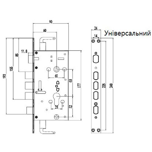 Комплект замка на вхідні китайські двері CLASS А18 (BS60*68мм) з ручками KEDR NEW FL-6232 хром - Фото №6