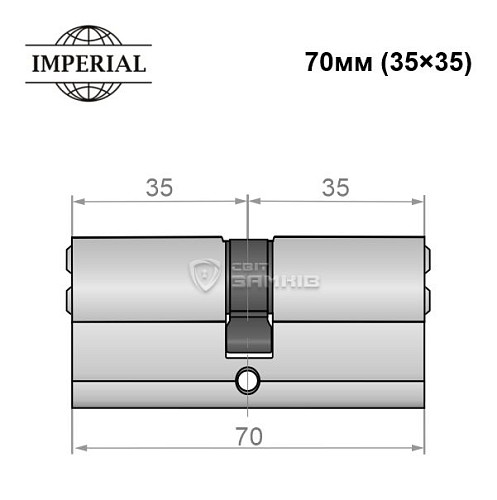 Циліндр IMPERIAL латунь 70 (35*35) нікель сатин - Фото №3
