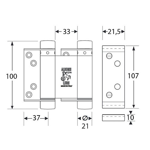 Петля барная ALDEGHI LUIGI 101OA100B2 100 мм OA античная латунь - Фото №7