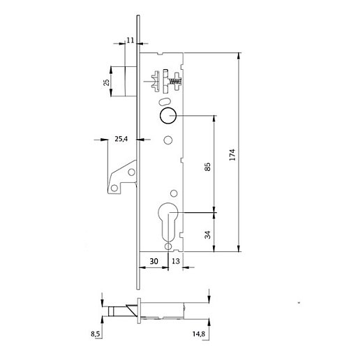 Механізм замка TESA 4246BE бочка (BS30мм, 22мм) нержавіюча сталь - Фото №9