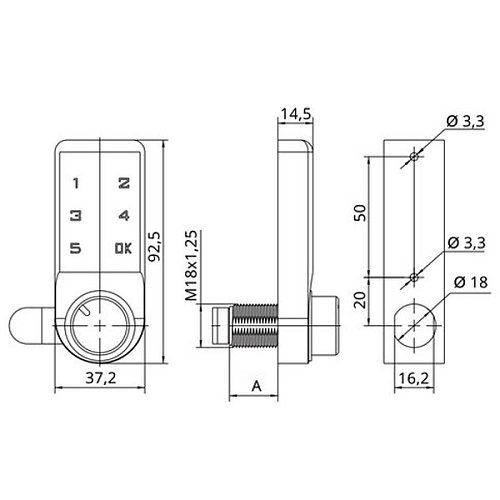 Замок меблевий RZ M-1603BK-30 електронний кодовий - Фото №2